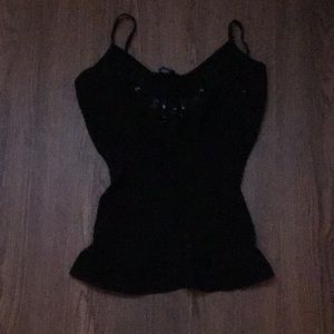 Black, stretchy Y2K shirt made in the 2000s